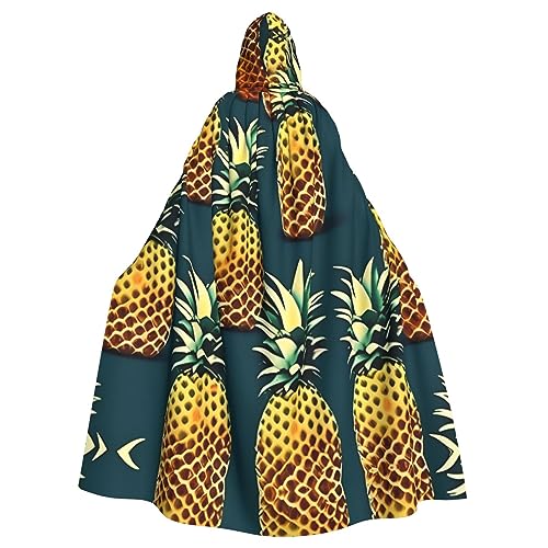 AKDODK Umhang mit Kapuze im Retro-Ananas-Druck, Halloween, Cosplay, Kostüme für Erwachsene, Herren, Damen, dunkler Party-Umhang von AKDODK