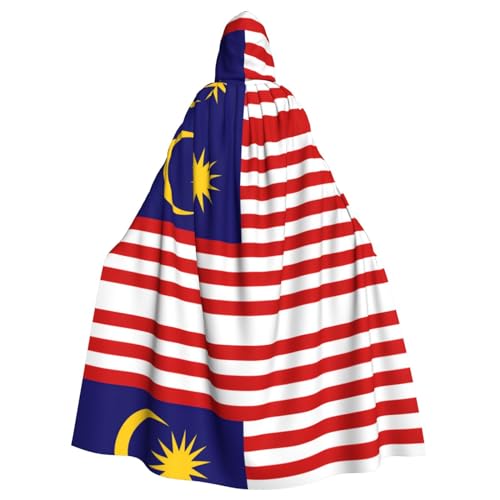 AKDODK Umhang mit Kapuze und Malaysia-Flagge, Halloween, Cosplay, für Erwachsene, Herren, Damen, dunkler Party-Umhang von AKDODK