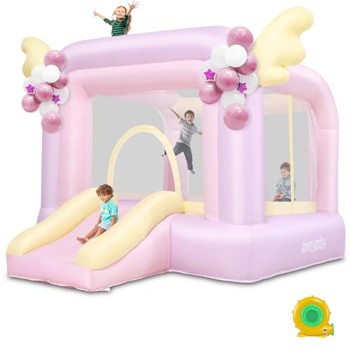 AKEYDIY Aufblasbares Hüpfhaus für Kinder, 274 x 214 x 203 cm, Macaron-Springhaus mit Rutsche, Luftballons, Fangball-Set, Strandball, Basketball AKEYDIY Aufblasbares Hüpfhaus für Kinder, 274 x 214 x 203 cm, Macaron-Springhaus mit Rutsche, Luftballons, Fangball-Set, Strandball, Basketball von AKEYDIY