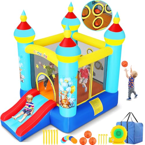 AKEYDIY Hüpfhaus, für drinnen und draußen, lustiges Hüpfhaus mit Gebläse, Tropische Dschungeltiere, Party-Bouncer Slide & Jumping Area, Ballwurfspiel, Hinterhof, aufblasbares Hüpfhaus, Geschenk für AKEYDIY Hüpfhaus, für drinnen und draußen, lustiges Hüpfhaus mit Gebläse, Tropische Dschungeltiere, Party-Bouncer Slide & Jumping Area, Ballwurfspiel, Hinterhof, aufblasbares Hüpfhaus, Geschenk für von AKEYDIY