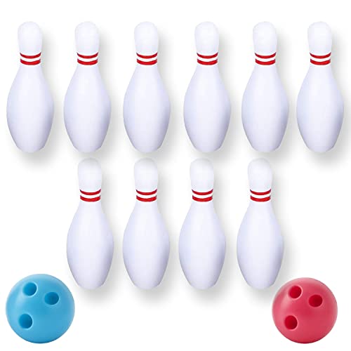 AKH® Elfen-Bowling-Set | 10 Pins und 2 Bälle | Mini-Bowling-Set | Strumpffüller | Elfe benimmt sich schlecht Requisiten auf das Regal Ideen Kit | Elfenzubehör für Weihnachtsfeier Dekoration von AKH