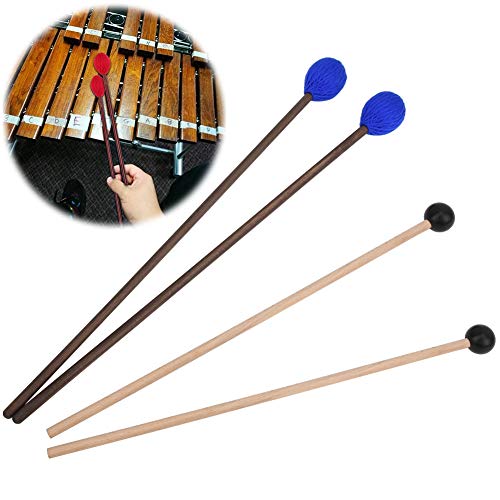 AKLOSIPY 4 PCs Hochwertiger Ahornholz-Marimba-Schlägel mit Garn und Gummi-Köpfen für Anfänger und Profis AKLOSIPY 4 PCs Hochwertiger Ahornholz-Marimba-Schlägel mit Garn und Gummi-Köpfen für Anfänger und Profis von AKLOSIPY
