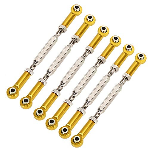 AKLOSIPY 6pcs 88mm Aluminium Oy Push -Stangen für RC -Auto - Vielseitiges Spannschlosszubehör in Rot (Gold) von AKLOSIPY