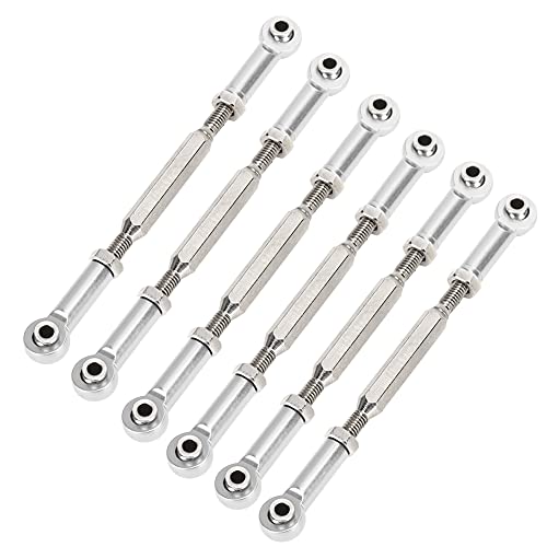 AKLOSIPY 6pcs 88mm Aluminium Oy Push -Stangen für RC -Auto - Vielseitiges Spannschlosszubehör in Rot (Silver) von AKLOSIPY