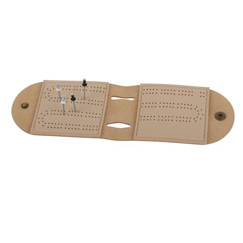 AKLOSIPY Leichtes Braunes Leder-Cribbage-Board-G-Set mit Needle 2-Anzeigetafel in Tragbarer Leder-G-Tasche für Spieler über 8 Karten G S-Board-Ledertasche von AKLOSIPY