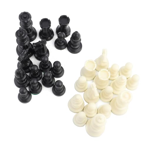 Hochwertiges Kunststoff-Schachfiguren-Set für International Ch G. Komplettes Schwarz-Weiß-Schachfiguren-Set für Ch-Spiel (Große Königshöhe 77 mm) von AKLOSIPY