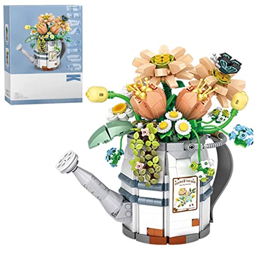 AKOGD Blumenstrauß mit Vase Bausteine Bausatz, 973 Teile Künstliche Blumen Konstruktion Bausatz Modell, Botanik Kollektion Klemmbausteine Bausteine für Erwachsene Kinder von AKOGD