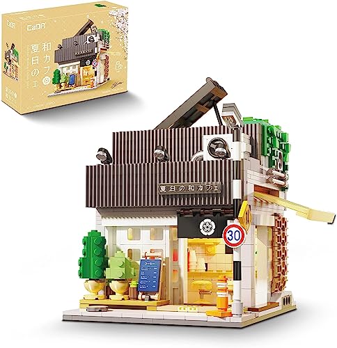 AKOGD Japanisches Café Haus Bausteine, C66007W 1116 Teile Sommer Café Modulares Haus Bausteine Bausatz Modell mit Beleuchtungsset, Architektur Klemmbausteine Bauset Konstruktionsspielzeug Set von AKOGD