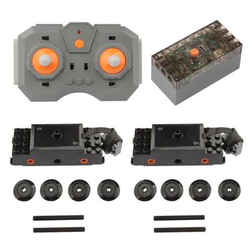 AKOGD Power Functions Zug Motor Set, Fernbedienung mit Geschwindigkeitsanpassung mit Batteriebox Kit, Klemmbausteine Zug Ersatzteile Set Kompatibel mit vielen Modellen von AKOGD