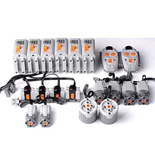 AKOGD Power Functions Set, Motoren Set mit Motor, Fernbedienung, Batteriefach, Empfänger, M/L/XL Motor Kompatibel mit vielen Modellen von AKOGD