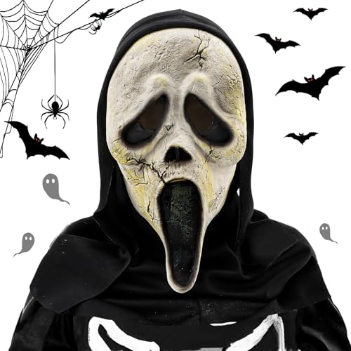 AKONE Ghostface Maske Halloween Horror Masken Schrei Maske Totenkopf Maske Halloween Party Cosplay Geister Maske Maskerade Kostümzubehör Geeignet Für Horrorpartys (B) von AKONE