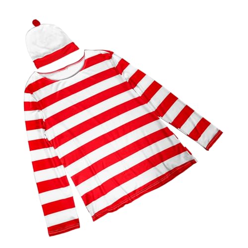AKOOSY Halloween Kostüm für Erwachsene Langarm Gestreiftes Shirt mit Cosplay Beanie Mütze Leichtes Bequemes Outfit für Männer und Frauen Schnelles An Ausziehen Komplettset AKOOSY Halloween Kostüm für Erwachsene Langarm Gestreiftes Shirt mit Cosplay Beanie Mütze Leichtes Bequemes Outfit für Männer und Frauen Schnelles An Ausziehen Komplettset von AKOOSY