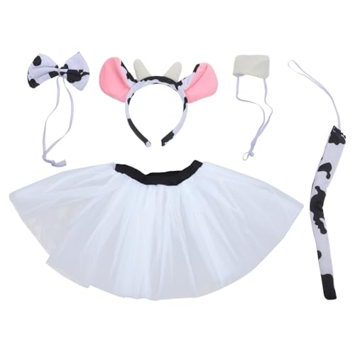 AKOOSY Kuhkostüm mit Hörnern Ohren Haarreif Fliege Rock Tierkostüm Zubehör für Cosplay Party Karneval Verkleidung AKOOSY Kuhkostüm mit Hörnern Ohren Haarreif Fliege Rock Tierkostüm Zubehör für Cosplay Party Karneval Verkleidung von AKOOSY