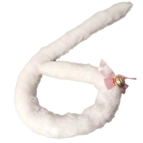 AKOOSY Plüsch Katzen Weiß mit Schleife und Glocke Flexibel Sanft Cosplay Kostüm Zubehör für Damen Karneval Halloween Party AKOOSY Plüsch Katzen Weiß mit Schleife und Glocke Flexibel Sanft Cosplay Kostüm Zubehör für Damen Karneval Halloween Party von AKOOSY
