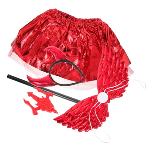 AKOOSY Rotes Dämonen Kostüm mit Tüllrock Hörner Stirnband Einhorn Flügeln und Gabel für Halloween Cosplay Karneval Mottoparty Zubehör AKOOSY Rotes Dämonen Kostüm mit Tüllrock Hörner Stirnband Einhorn Flügeln und Gabel für Halloween Cosplay Karneval Mottoparty Zubehör von AKOOSY