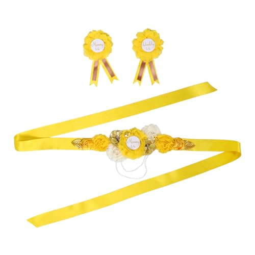AKOOSY Shower Sash Set mit Blüten-gürtel und Corsage für Schwangere Vielseitiges Schwangerschafts-accessoire für Fotoshootings und Feiern Gelb Passend für Werdende Mamas und Papas AKOOSY Shower Sash Set mit Blüten-gürtel und Corsage für Schwangere Vielseitiges Schwangerschafts-accessoire für Fotoshootings und Feiern Gelb Passend für Werdende Mamas und Papas von AKOOSY