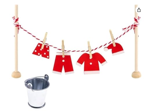 Wichtel Zubehör Wäscheständer Set, 12 Pcs Miniatur Weihnachten Wichtelzubehör Wäscheständer für Wichteltür Weihnachten Deko und 1/12 Puppenhaus von AKSXU