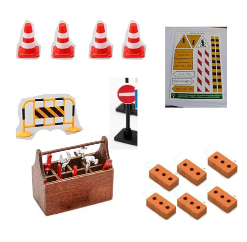 Wichtel Zubehör Baustelle, 20Pcs Miniatur Wichtel Baustelle Set Weihnachten Deko Wichtelzubehör für Wichteltür und 1/12 Puppenhaus,DIY wichtel Baustelle Einzug von AKSXU