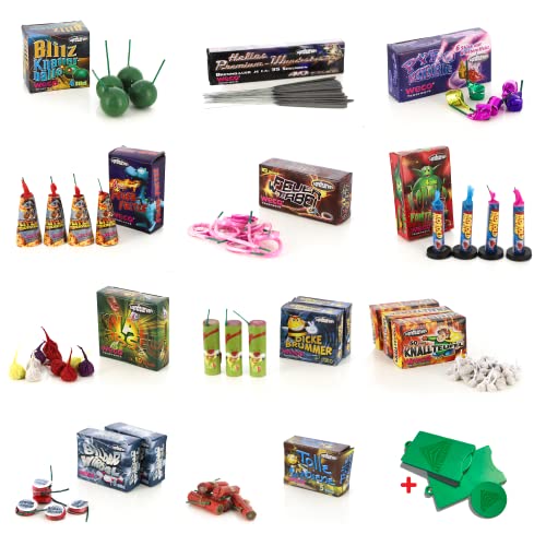 AKTIVHANDEL 270-teiliges Superhero Jugendfeuerwerk Set mit Knallteufeln und Wunderkerzen, Kinder Knaller Silvester, Kat F1 Feuerwerk inkl. Einkaufswagenchip von AKTIVHANDEL