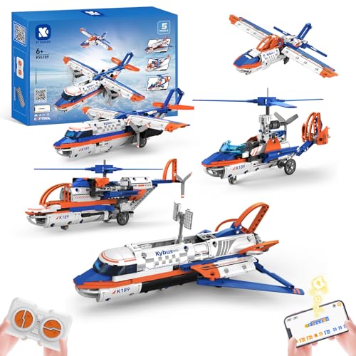 AKWME Technik-Roboter Kinder Spielzeug 5-in-1, App & Fernsteuerbarer RC Technic Roboter Spielzeug, kreatives Geburtstagsgeschenk für Kinder/Jungen/Mädchen ab 8 9 10 12+ Jahre(325 Stück). von AKWME