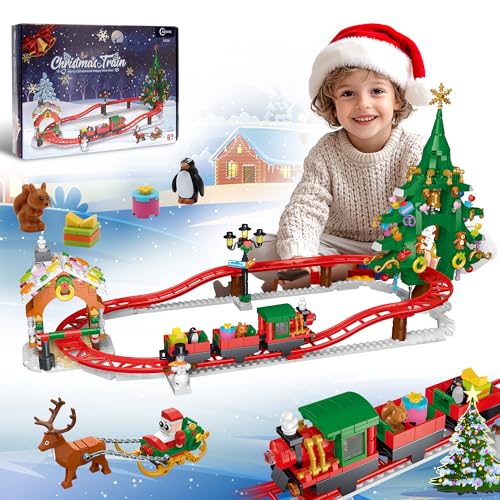 AKWME Weihnachten Lebkuchenhaus Achterbahn Mini Bauspielzeug, 926 Teile Weihnachts Baustein Spielzeug Weihnachtsmann Christbaum Zug, Baukasten Geschenk für Erwachsene Kinder Mädchen Jungen 6 7 8-12+ von AKWME