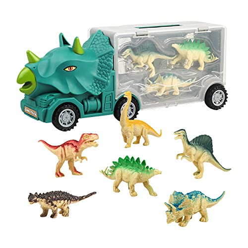 ALEENFOON Dinosaurier Transport LKW Spielzeug für Kinder, Triceratops Fahrzeugträger Auto Dinosaurier Figuren Dinosaurier Spielzeug für 3 4 5 6 7 8+ Jahre Alte Jungen Mädchen Kinder Geschenke von ALEENFOON