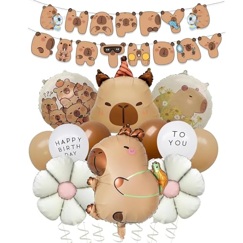 13 Stk Capybara Luftballons Geburtstag Set mit Gänseblümchen Folienballon und Happy Birthday Girlande, Capybara Helium Ballons Geburtstag für Junge Mädchen Kindergeburtstag Deko, Capybara Thema Party 13 Stk Capybara Luftballons Geburtstag Set mit Gänseblümchen Folienballon und Happy Birthday Girlande, Capybara Helium Ballons Geburtstag für Junge Mädchen Kindergeburtstag Deko, Capybara Thema Party von ALEGRE