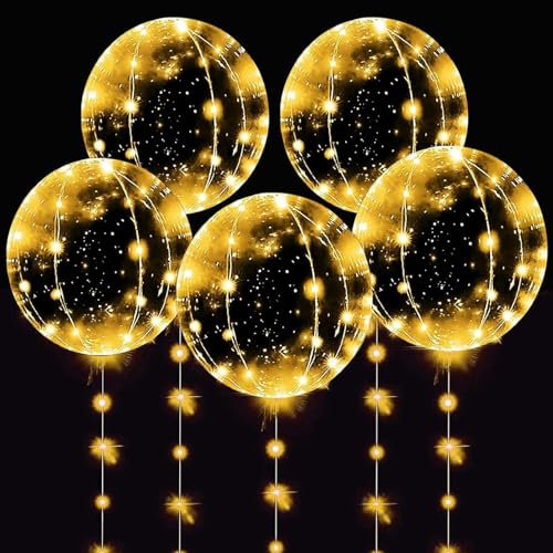 5 Stk Leuchtende Luftballons, 24 Zoll Bobo Led Ballons, Durchsichtige Led Luftballons Leuchtend mit 3m 30 Led Lichterketten, Warmweiß Led Bobo Ballon für Geburtstag,Hochzeit,Valentinstag,Weihnachten 5 Stk Leuchtende Luftballons, 24 Zoll Bobo Led Ballons, Durchsichtige Led Luftballons Leuchtend mit 3m 30 Led Lichterketten, Warmweiß Led Bobo Ballon für Geburtstag,Hochzeit,Valentinstag,Weihnachten von ALEGRE