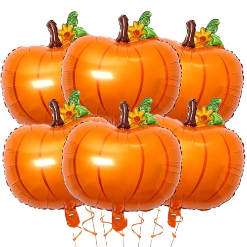 ALEGRE® Thanksgiving Deko Kürbisk Luftballons Orange,10 Stk Kürbis Deko Ballons,Herbstdeko Kürbis Folienballon,Herbst Deko Helium Ballon für Geburtstag,Babyparty,Halloween,Autumn Decor,Weihnachtsdeko von ALEGRE