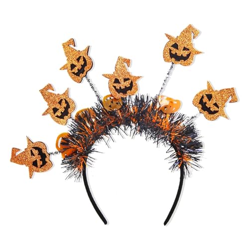 ALEGRE® Kürbis Haarband Halloween Deko, Kürbis Ohren Haarreif mit Glitzereffekt, Halloween Dekoration Accessoires, Kürbis Deko, Haarschmuck Stirnband für Halloween Weihnachte Karneval Party Kostüm von ALEGRE