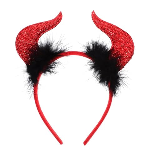 ALEGRE® Teufelshörner Haarband Halloween Deko,Teufelsohren Ohren Haarreif mit Plüsch Glitzereffekt,Halloween Dekoration Accessoires,Haarschmuck Stirnband für Halloween Weihnachte Karneval Party Kostüm von ALEGRE