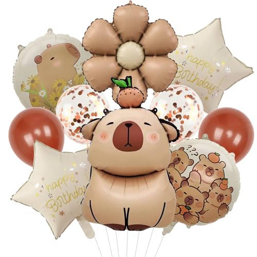 ALEGRE 10 Stk Capybara Luftballons Geburtstag Set mit Gänseblümchen Folienballon, Capybara Helium Ballons Geburtstag, Cartoon Tiere Luftballon Geburtstage für Junge Mädchen Kindergeburtstag Deko Party ALEGRE 10 Stk Capybara Luftballons Geburtstag Set mit Gänseblümchen Folienballon, Capybara Helium Ballons Geburtstag, Cartoon Tiere Luftballon Geburtstage für Junge Mädchen Kindergeburtstag Deko Party von ALEGRE