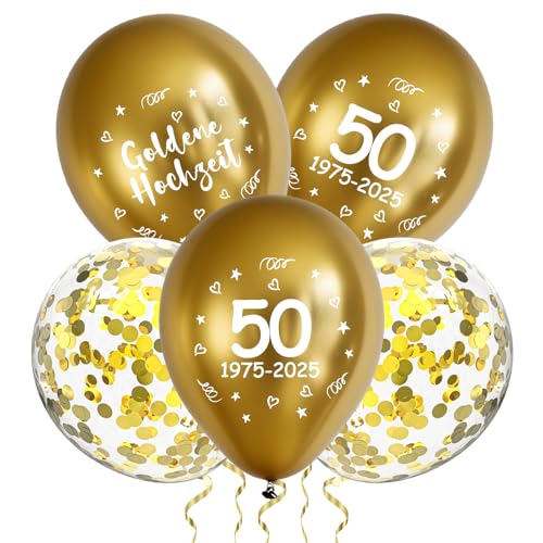 ALEGRE 30 Stk Goldene Hochzeit Deko Luftballons Gold, 12 Zoll Metallic Gold Hochzeit Ballon, 2025 Hochzeite Deko Goldene Hochzeite 50 Jahre Jubiläum, Gold Luftballons für 50 Jahre Party Dekoration ALEGRE 30 Stk Goldene Hochzeit Deko Luftballons Gold, 12 Zoll Metallic Gold Hochzeit Ballon, 2025 Hochzeite Deko Goldene Hochzeite 50 Jahre Jubiläum, Gold Luftballons für 50 Jahre Party Dekoration von ALEGRE