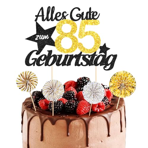 ALEGRE® Torten Deko 85 Geburtstag Mann Frau, 5 Stück Tortendeko Geburtstag 85, Kuchendeko 85 Geburtstag Deko, Alles Gute zum Geburtstag 85,85. Geburtstag Männer Frauen Kuchen Deko,Cake Topper 85 Jahre von ALEGRE