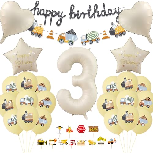 ALEGRE Bagger Geburtstag Deko 3 Jahre, Baustellen Deko 3. Geburtstag Junge, Geburtstagsdeko 3 Jahre Set mit Bagger Luftballon,Tortendeko,Happy Birthday Girlande, Baustellen Deko Kindergeburtstag Party ALEGRE Bagger Geburtstag Deko 3 Jahre, Baustellen Deko 3. Geburtstag Junge, Geburtstagsdeko 3 Jahre Set mit Bagger Luftballon,Tortendeko,Happy Birthday Girlande, Baustellen Deko Kindergeburtstag Party von ALEGRE