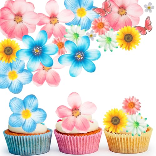 ALEGRE Essbare Blume Tortendeko Große,55 Stück Essbare Blumen für Torte Bunt,Esspapier Blüten Schmetterling Deko Torte Essbar,Blüten Cupcake Deko Essbar,Kuchendeko Geburtstag Hochzeit ALEGRE Essbare Blume Tortendeko Große,55 Stück Essbare Blumen für Torte Bunt,Esspapier Blüten Schmetterling Deko Torte Essbar,Blüten Cupcake Deko Essbar,Kuchendeko Geburtstag Hochzeit von ALEGRE