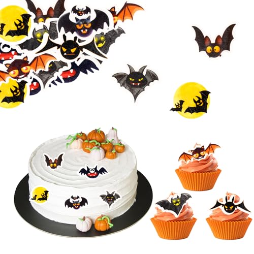 ALEGRE Fledermaus Kuchendeko Essbar, 48 Stück Halloween Tortendeko Essbar, Fledermaus Tortendeko Kindergeburtstag, Kuchen Deko Halloween Cupcake Topper, Essbare Torten Deko Halloweenparty Horror Party ALEGRE Fledermaus Kuchendeko Essbar, 48 Stück Halloween Tortendeko Essbar, Fledermaus Tortendeko Kindergeburtstag, Kuchen Deko Halloween Cupcake Topper, Essbare Torten Deko Halloweenparty Horror Party von ALEGRE