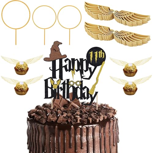Glitter Magier Tortendeko 11. Geburtstag,54 Stk Wizard Cake Topper 11. Geburtstag, Golden Snitch Wings Schokolade Cake Topper Geburtstags,Kindergeburtstag Party Kuchen Deko, Magic Theme Party Supplies Glitter Magier Tortendeko 11. Geburtstag,54 Stk Wizard Cake Topper 11. Geburtstag, Golden Snitch Wings Schokolade Cake Topper Geburtstags,Kindergeburtstag Party Kuchen Deko, Magic Theme Party Supplies von ALEGRE
