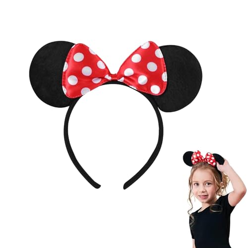 ALEGRE Haarreifen Maus Ohren Stirnband, Mouse Ohren Haarreifen mit Roter Weißen Punkten Schleife, Karneval Deko Kostüm Kinder Accessoire, Mouse Ears Headband für Karneval Cosplay Party Dekoration von ALEGRE