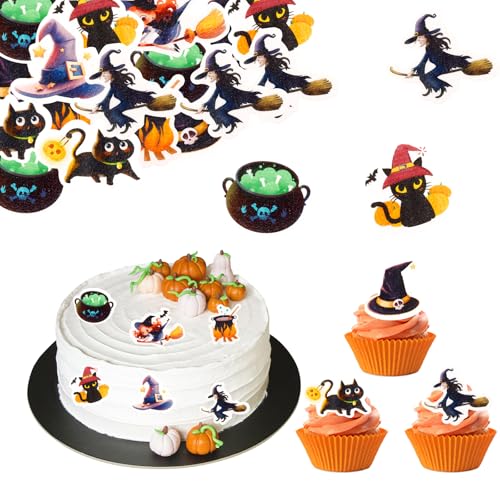 ALEGRE Hexe Kuchendeko Essbar, 48 Stück Halloween Tortendeko Essbar, Hexe Tortendeko Kindergeburtstag, Kuchen Deko Halloween Cupcake Topper, Essbare Torten Deko Halloweenparty Horror Party ALEGRE Hexe Kuchendeko Essbar, 48 Stück Halloween Tortendeko Essbar, Hexe Tortendeko Kindergeburtstag, Kuchen Deko Halloween Cupcake Topper, Essbare Torten Deko Halloweenparty Horror Party von ALEGRE
