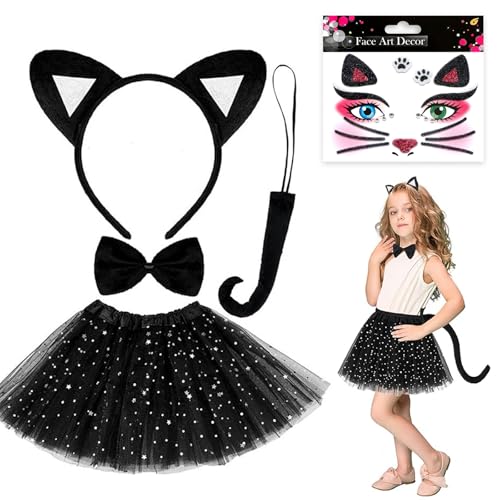 ALEGRE Katzenkostüm Damen Set,Katzenohren Haarreif+Ballettkeider+Schleif Fliege+Schwanz+Gesichtstattoo,Katze Kostüm Damen Erwachsene Karneval Tutu Tüllrock für Halloween Karneval Cosplay Party Zubehör ALEGRE Katzenkostüm Damen Set,Katzenohren Haarreif+Ballettkeider+Schleif Fliege+Schwanz+Gesichtstattoo,Katze Kostüm Damen Erwachsene Karneval Tutu Tüllrock für Halloween Karneval Cosplay Party Zubehör von ALEGRE