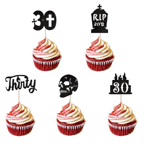 ALEGRE® 15 Stück RIP 20s Cupcake Deko 30 Geburtstag Männer Frauen, Tortendeko 30 Geburtstag, Glitzer 30. Geburtstags Cupcake Topper, Muffin Deko 30.Geburtstagdeko Schwarz, Kuchendeko Geburtstags 30 ALEGRE® 15 Stück RIP 20s Cupcake Deko 30 Geburtstag Männer Frauen, Tortendeko 30 Geburtstag, Glitzer 30. Geburtstags Cupcake Topper, Muffin Deko 30.Geburtstagdeko Schwarz, Kuchendeko Geburtstags 30 von ALEGRE