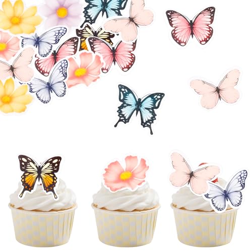 ALEGRE Blumen Schmetterling Tortendeko Essbare Schmetterlinge für Torte,48 Stück Schmetterling Deko Kuchen,2D Blumen Schmetterlinge Cupcake Deko,Essbare Muffinaufleger Geburtstag,Hochzeit ALEGRE Blumen Schmetterling Tortendeko Essbare Schmetterlinge für Torte,48 Stück Schmetterling Deko Kuchen,2D Blumen Schmetterlinge Cupcake Deko,Essbare Muffinaufleger Geburtstag,Hochzeit von ALEGRE