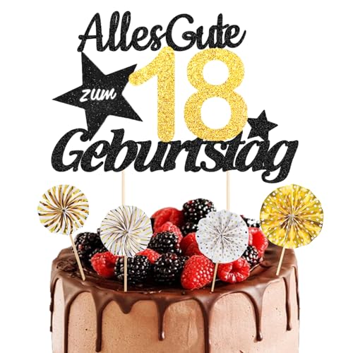 ALEGRE® Tortendeko 18 Geburtstag Mädchen Junge, 5 Stück Torten Deko 18. Geburtstag Mädchen Junge, Glitzer Kuchendeko Geburtstag 18 Jahre, Cake Topper 18 Geburtstag Deko, Party Zubehör 18 Kuchen Deko von ALEGRE