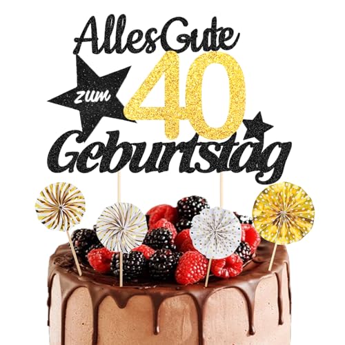 ALEGRE® Torten Deko 40 Geburtstag Mann Frau, 5 Stück Tortendeko Geburtstag 40, Kuchendeko 40 Geburtstag Deko, Alles Gute zum Geburtstag 40,40. Geburtstag Männer Frauen Kuchen Deko,Cake Topper 40 Jahre von ALEGRE