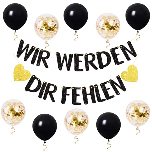 ALEGRE Abschied Kollegen Rente Deko Ballon Schwarz Gold,Ruhestand Deko Set mit Wir Werden Dir Fehlen Girlande Banner und Luftballons,Abschiedsgeschenk Kollegin Rentner Deko für Wir Will Miss You Party ALEGRE Abschied Kollegen Rente Deko Ballon Schwarz Gold,Ruhestand Deko Set mit Wir Werden Dir Fehlen Girlande Banner und Luftballons,Abschiedsgeschenk Kollegin Rentner Deko für Wir Will Miss You Party von ALEGRE
