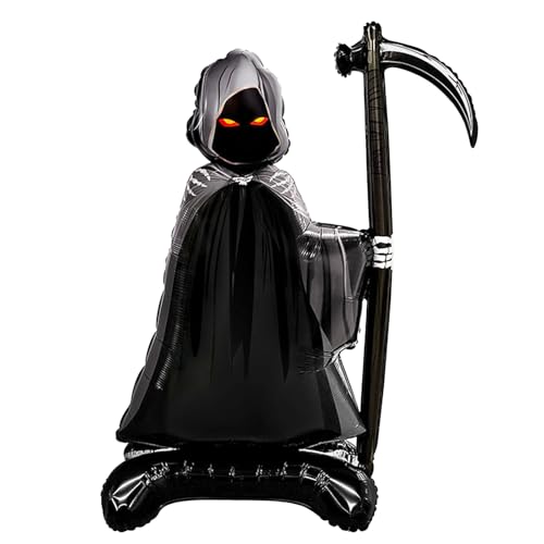 XXL Halloween Folienballon Stehend 158×115cm,Halloween Deko Luftballons Groß,Sensenmann Stehender Ballon Halloweene Geschenk,Sensenmann Deko Halloweene Luftballon Decoration, Horror Deko Party Balloon XXL Halloween Folienballon Stehend 158×115cm,Halloween Deko Luftballons Groß,Sensenmann Stehender Ballon Halloweene Geschenk,Sensenmann Deko Halloweene Luftballon Decoration, Horror Deko Party Balloon von ALEGRE