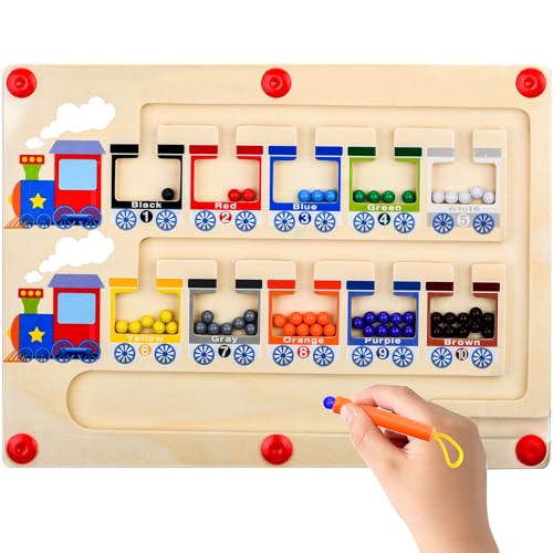 ALFFREUDE Magnetspiel Labyrinth Spielzeug, Magnetisches Farb und Zahlenlabyrinth Spielzeug, Montessori Spielzeug 2-5 Jahre, Lehrreiches Zählspielzeug für Kleinkinder, Vorschulkinder von ALFFREUDE