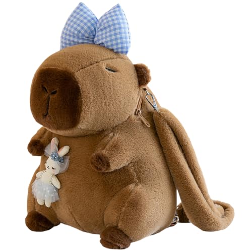 ALINUOYQ Cartoon Capybara Umhängetasche Lustige Kinder Mini Rucksack Tasche Mode Plüsch Puppe Pelz Tasche Plüsch Capybara Schultasche für Mädchen Kinder von ALINUOYQ