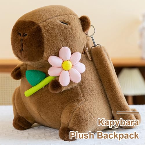 ALINUOYQ Cartoon Capybara Umhängetasche Lustige Kinder Mini Rucksack Tasche Mode Plüsch Puppe Pelz Tasche Plüsch Capybara Schultasche für Mädchen Kinder von ALINUOYQ